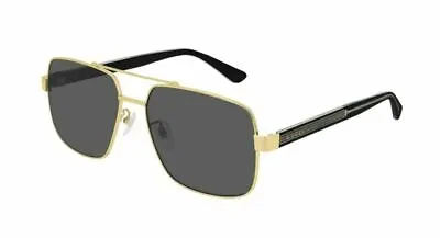 GUCCI GG0529S 001 Aviator Gold Black Crystal Grey Men's Sunglasses • $197