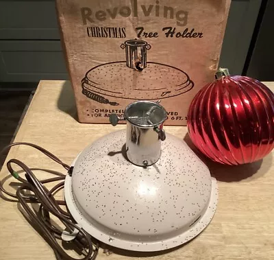 VINTAGE MCM REVOLVING MUSICAL CHRISTMAS TREE STAND (w/box) ***Parts Only*** 1964 • $29.99