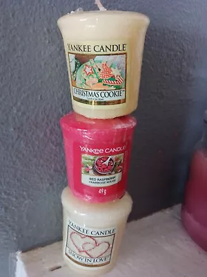 Bundle Of 3 Small Yankee Candles. Christmas Cookie Red Raspberry And Snow • £6