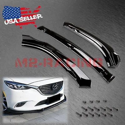 3pcs Gloss Black Front Bumper Lip Splitter Body Kit For 2014-2018 Mazda 6 • $59.86