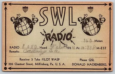 QSL HAM RADIO Card SWL Radio Mifflinburg PA D28 • $9.97