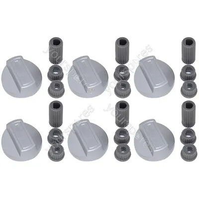 6 X Indesit Universal Cooker/Oven/Grill Control Knob And Adaptors Silver • £8.69