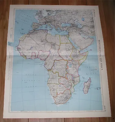 1956 Vintage Map Of Africa / British French Belgian Colonies / Tanganyika Egypt • £30.24