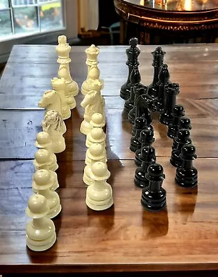 Vintage Chess Game Replacement Pieces 32 Piece Plastic Set 3 1/8” Black & White • $14.95