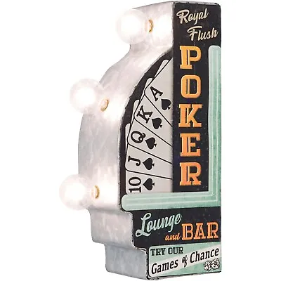 Poker Lounge Bar Double-Sided Marquee LED Sign With Retro Vintage Design • $39.99