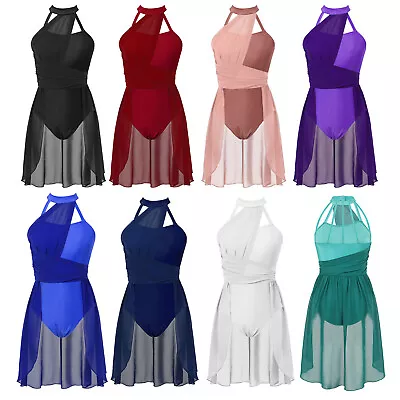 Women Lyrical Dance Dress Sleeveless Ballet Leotard Contemporary Modern Costume • £9.19