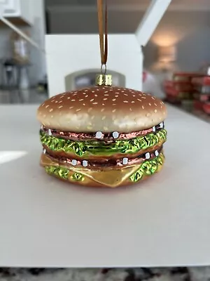 McDonald’s Big Mac Cheeseburger Hamburger Blown Glass Christmas Ornament NIB • $34