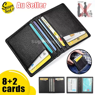 Men Leather Credit Card Holder RFID Blocking Slim Wallet Money Purse Protector • $12.87