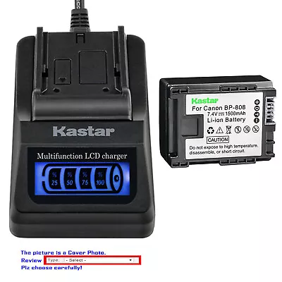 Kastar Battery LCD Quick Charger For Canon BP-808 & Canon HF G10 HF G20 Camera • $25.99