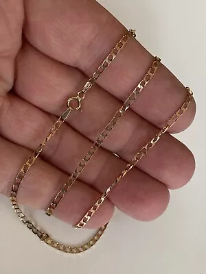 20” 9CT Gold Chain Necklace  Flat Curb Type Weighs Lightweight  3.4 Gram • £140