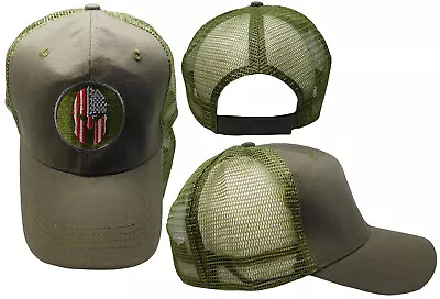 Molon Labe Punish SKULL - Mesh Snapback Cap HAT OLIVE BRAB MILITARY TACTICAL • $11.11