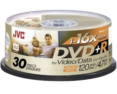 £9.99 • Buy JVC DVD+R 16x 4.7GB 120 Mins Blank Discs Spindle (Pack Of 30 )