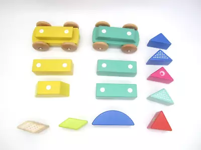 Tegu Cars Train Blocks Wood Magnetic Random Pieces 14 Pieces EUC • $30.90