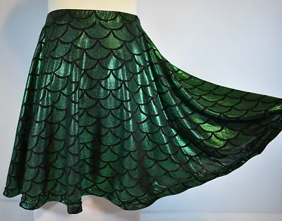 A MER-MAZING Look!!! Girl's Shimmery Shiny Green Mermaid Wide Skirt - Size XL • $14.99