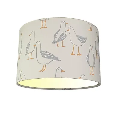 Lampshade In Laridae Seagull Natural Fabric Handmade Various Sizes FREE DELIVERY • £27