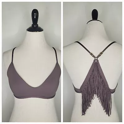 L SPACE Women's Ava Bikini Top Fringe Back Lavender Size Large Excellent • $25