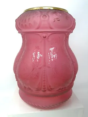 Vintage Victorian Etched Red Cranberry Glass Lamp Shade Chimney • $259.99