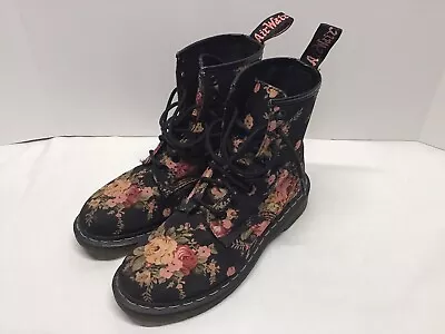 Dr. Martens Air Wair Floral Print Womens Combat Style Boots Size 8 • $59.95