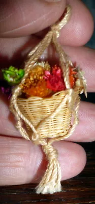 Vintage Real Dried Flower Hanging Basket Dollhouse Miniature Accessories • $5.99