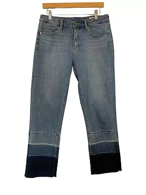 Vince Camuto Womens Size 29/8 Straight Leg Denim Jeans Ombre Details Raw Hem • $24.49