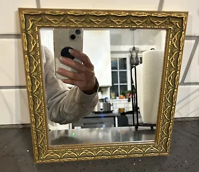 Gold Framed Mirror Ornate Hollywood 8.5” X 8&1/4” Vintage • $12.75