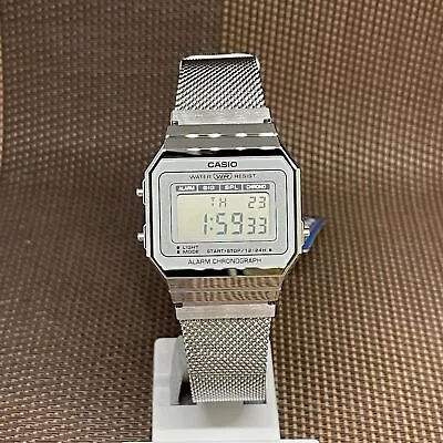 Casio A700WM-7A Super Slim Case Stainless Steel Mesh Band Digital Vintage Watch • $67.53