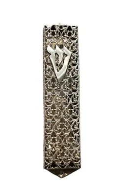 Vintage & Elegant Sterling Silver Judaica Mezuzah Openwork Filigree 925 Israel • $99