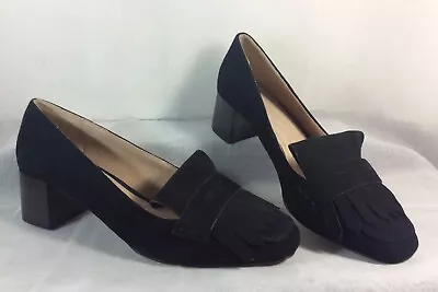 J Jill Suede Leather Black Pumps Size 10 Block Heel Women's Shoes • $34.99