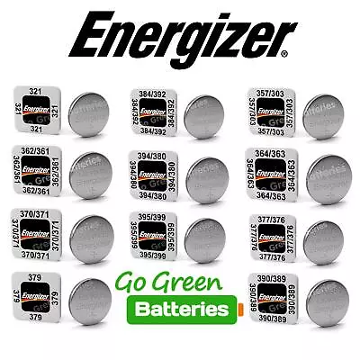 Energizer Watch Batteries 321 357 362 371 377 379 389 392 394 399 Silver Oxide  • £12.99
