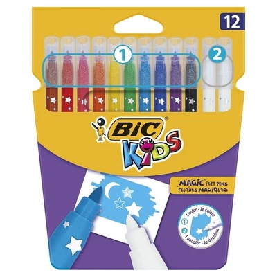 £3.45 • Buy Kids 12 Pack Bic Magic Felt Tip Colouring Pens Erasable 0Ink Medium  Nib
