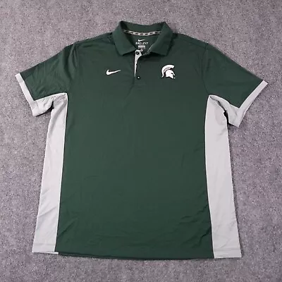 Michigan State Shirt Men XL Green White Nike Dri Fit Golf Spartans Logo  7776 • $17.95