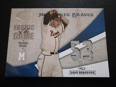 Warren Spahn 2004 Fabric Of The Game Authentic Game Worn Jersey Pants Card #3/53 • $30
