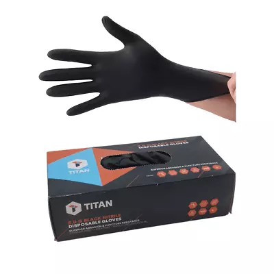 Disposable Nitrile Gloves Black Grip 4.5 Mil Heavy Duty Strong Mechanic Tattoo • £8.49