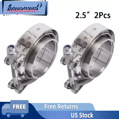 ⭐2Pcs Exhaust Downpipe 2.5  V-band Clamp Stainless Steel Flange Kit Male-Female⭐ • $25.54