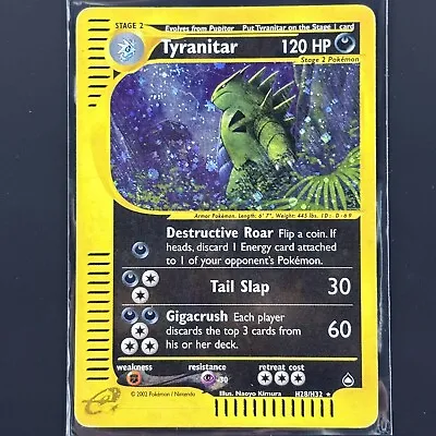Tyranitar H28/h32 Aquapolis E-reader Holo Rare Pokemon Card Tcg Vintage Damaged • $134.99
