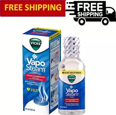 Vicks VapoSteam Medicated Liquid With Camphor A Cough Suppressant 8 Oz – VapoS • $14.98