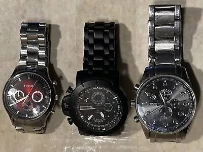 Mixed Lot Of Fossil Men's Wrist Watches Parts Or Repair • $40