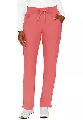 Med Couture Scrubs Women's Zipper Petite Pants MC2702P CRAL Coral Free Ship • $26.99