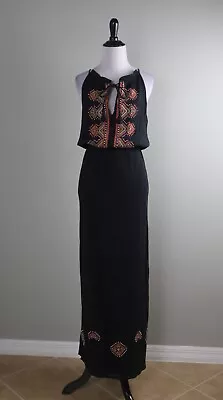 MADEWELL J.Crew $128 Gauze Embroidered Beaded Maxi Halter Dress Size 4 • $44.99