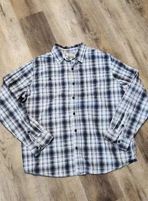 Converse One Star Shirt Mens Button Up Blue White Plaid Long Sleeve XL • $15