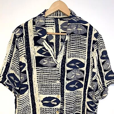Vintage 90s Boho Art Abstract Women’s Shirt Size 16 St Michael Festival Pockets • £16.95