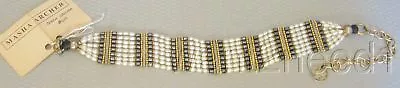 MASHA ARCHER TOSCA COLLAR NECKLACE 8-strand Freshwater Pearl Hematite With Tag • $595