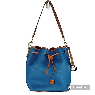 Dooney & Bourke Dillen Pebble Leather Drawstring Crossbody Blue Shoulder Bag NEW • $245