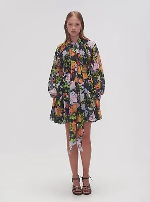 AJE Marlowe Shirred Mini Dress Midnight Floral Size 12 • $230