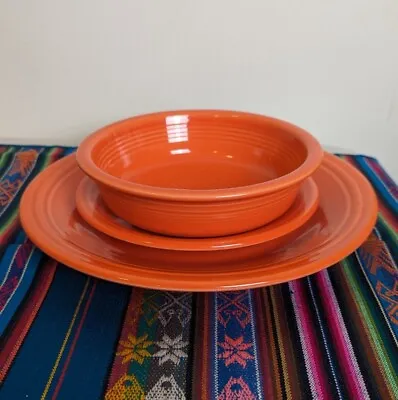 Fiesta 3-Piece Poppy Orange Place Setting 7  Bowl 7  Salad & 10.5  Dinner Plate • $29