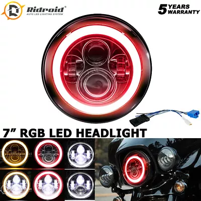 Red Angel Eye 7  Motorcycle LED Headlight For Yamaha V-Star 1100 650 Classic • $26.69