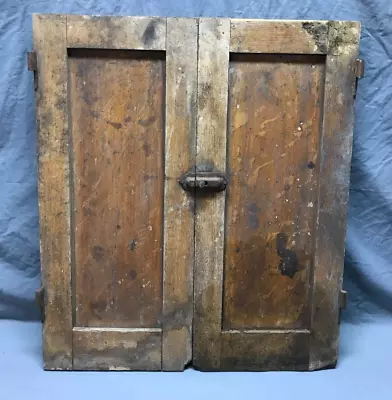 Antique Small Pair Wood Cupboard Doors 11x26 Cabinet Kitchen Vintage Old 530-24B • $69