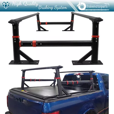 All Pickup Universal Rear Bed Heavy Duty High Cross Bar Rack Ladder Rack Set BLK • $404.69