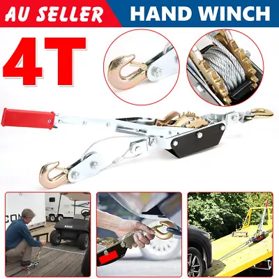 4-Ton Hand Winch Puller 2 Hooks 4x4 4WD Off-Road Trailer Truck Car Ratchet Tools • $38.95