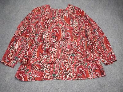 J.Jill Tunic Top Blouse Women's Plus Size 2X Red Floral Paisley Vibrant Layered • $34.50